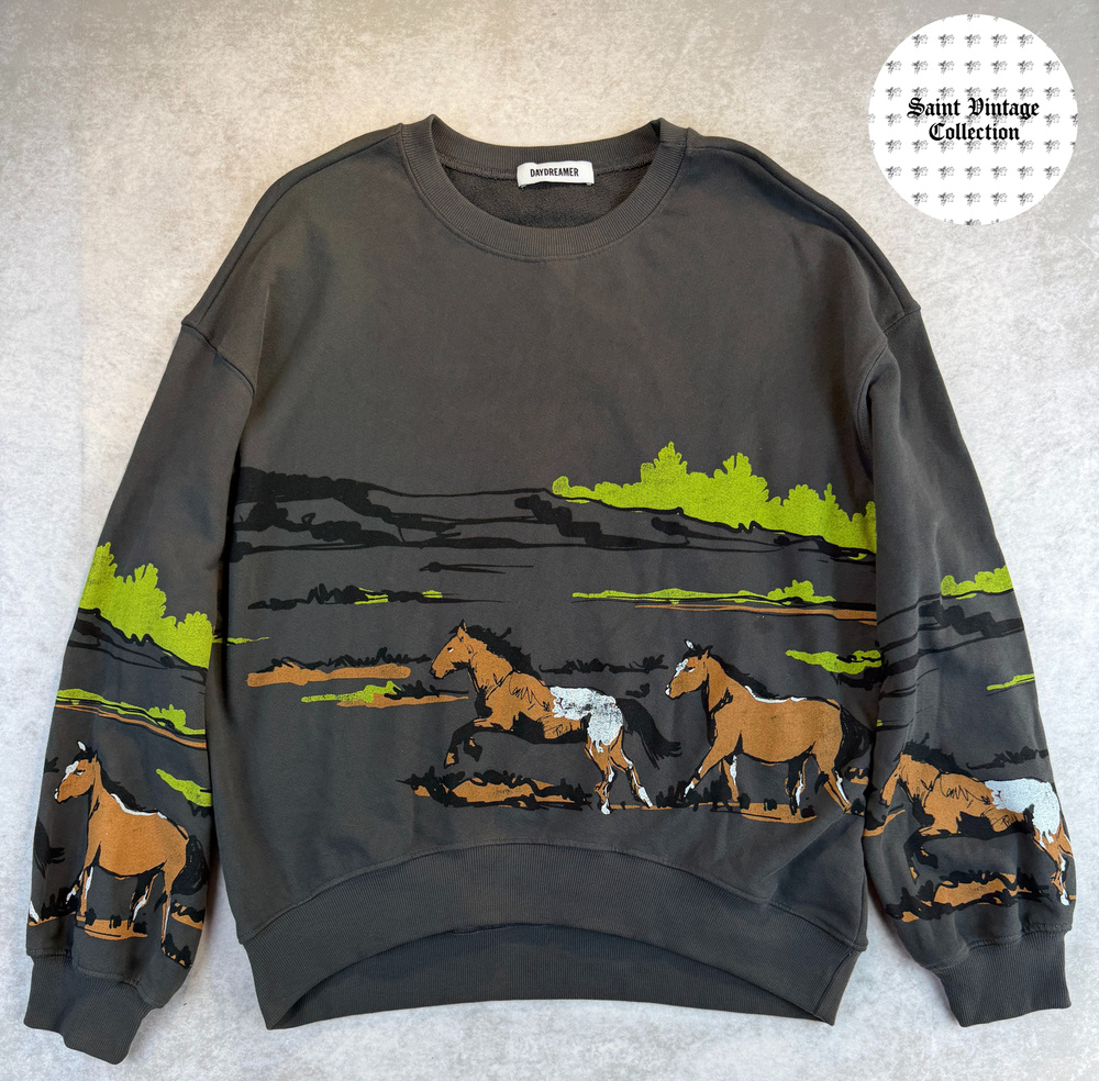 Daydreamer Horses Landscape Graphic Small Crewneck Sweater